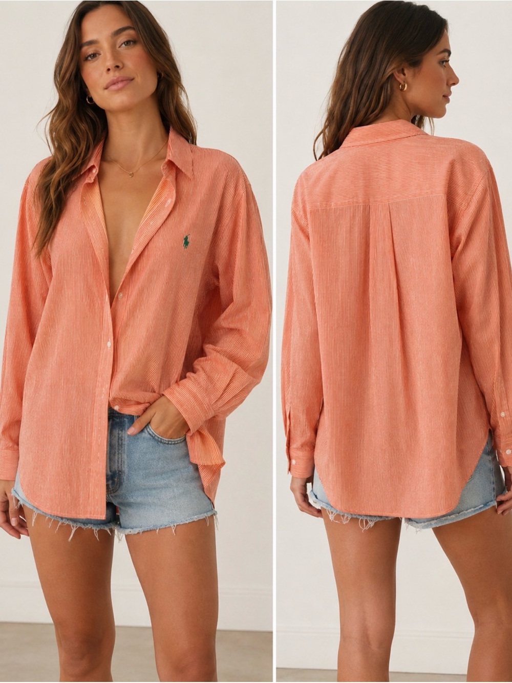 Polo by Ralph Lauren Coral Button-Down Oversized Shirt